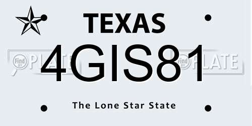 4GIS81 Texas License Plate