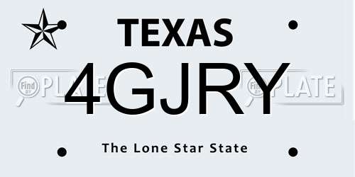 4GJRY Texas License Plate