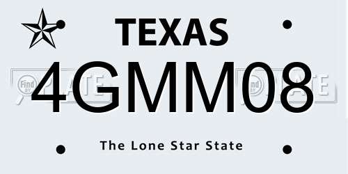 4GMM08 Texas License Plate