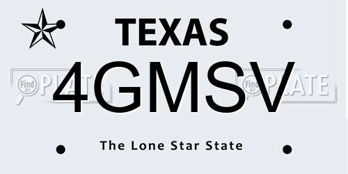 4GMSV Texas License Plate