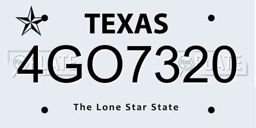 4GO7320 Texas License Plate
