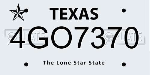 4GO7370 Texas License Plate