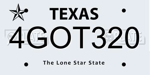 4GOT320 Texas License Plate