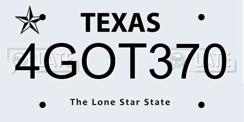4GOT370 Texas License Plate
