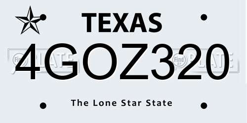 4GOZ320 Texas License Plate