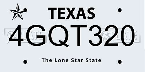 4GQT320 Texas License Plate