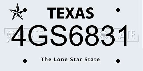 4GS6831 Texas License Plate