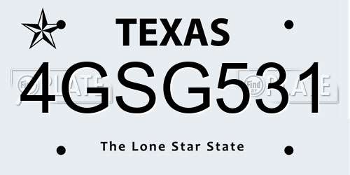 4GSG531 Texas License Plate