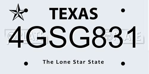4GSG831 Texas License Plate