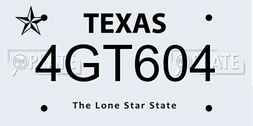 4GT604 Texas License Plate