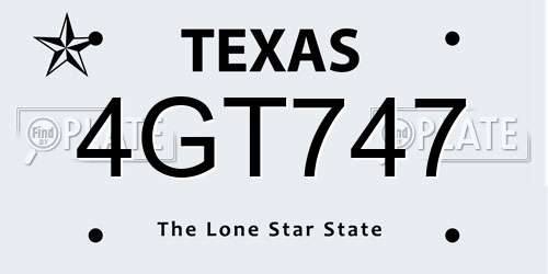 4GT747 Texas License Plate