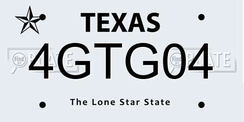 4GTG04 Texas License Plate