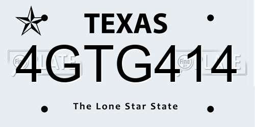 4GTG414 Texas License Plate