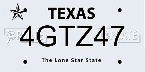 4GTZ47 Texas License Plate