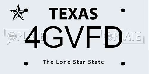 4GVFD Texas License Plate