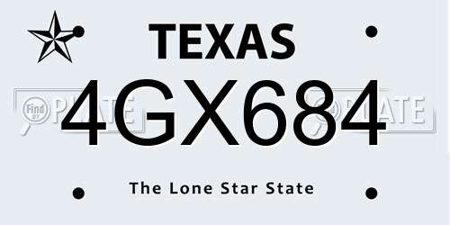4GX684 Texas License Plate