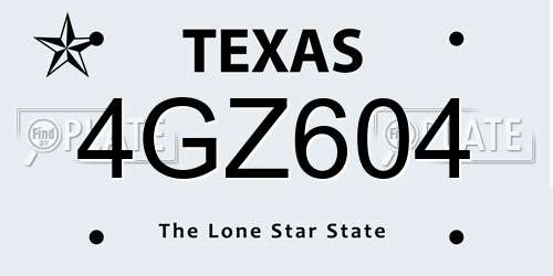 4GZ604 Texas License Plate