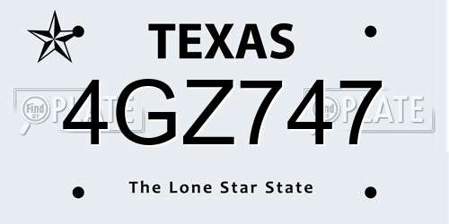 4GZ747 Texas License Plate