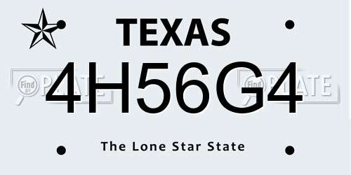 4H56G4 Texas License Plate
