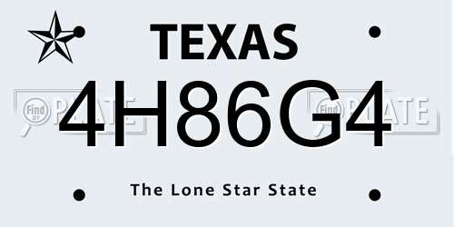 4H86G4 Texas License Plate