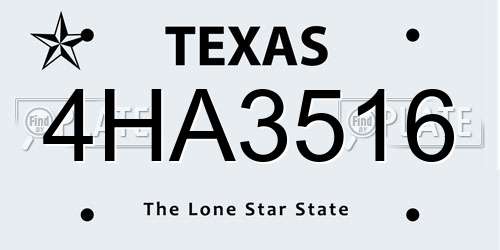 4HA3516 Texas License Plate
