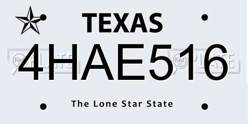 4HAE516 Texas License Plate