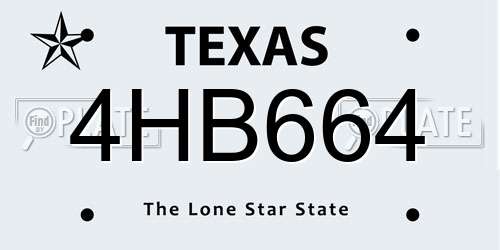 4HB664 Texas License Plate