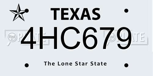 4HC679 Texas License Plate