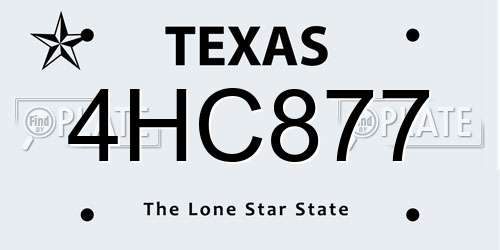 4HC877 Texas License Plate