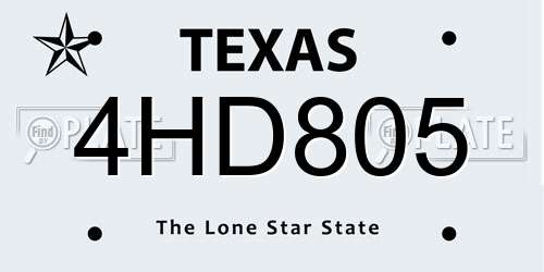 4HD805 Texas License Plate