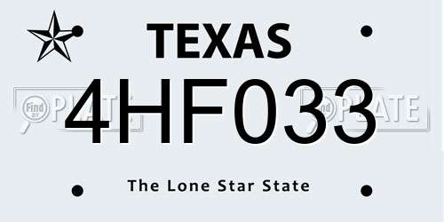 4HF033 Texas License Plate
