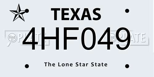 4HF049 Texas License Plate