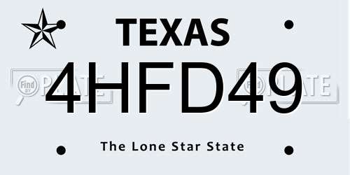 4HFD49 Texas License Plate