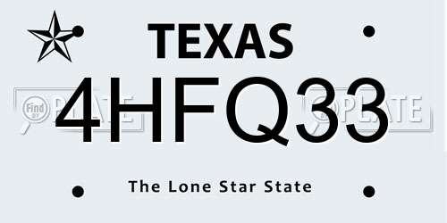 4HFQ33 Texas License Plate