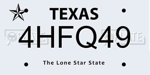4HFQ49 Texas License Plate