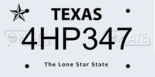 4HP347 Texas License Plate