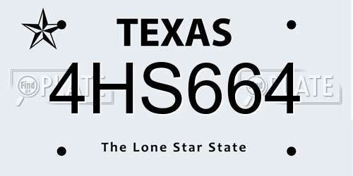 4HS664 Texas License Plate