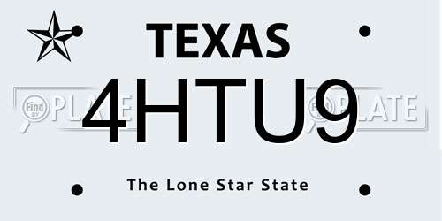 4HTU9 Texas License Plate