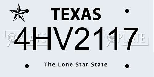 4HV2117 Texas License Plate