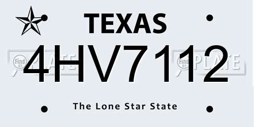 4HV7112 Texas License Plate