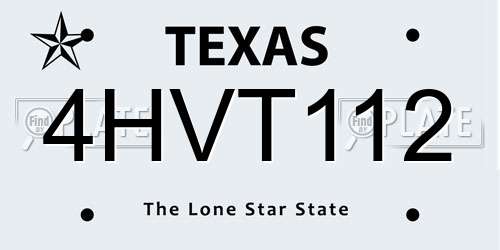 4HVT112 Texas License Plate