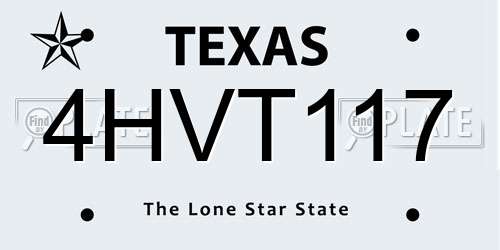 4HVT117 Texas License Plate