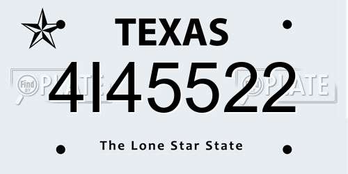 4I45522 Texas License Plate