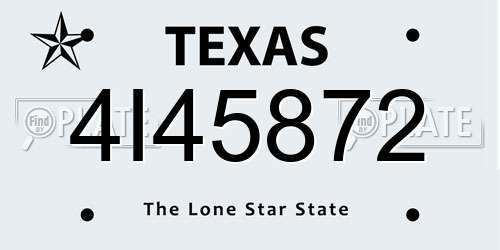 4I45872 Texas License Plate