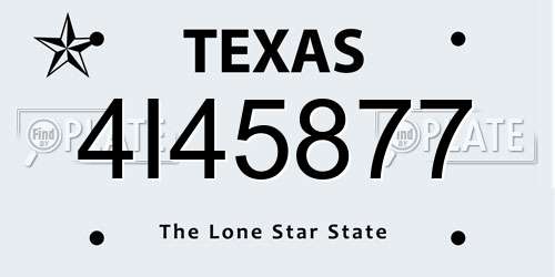 4I45877 Texas License Plate