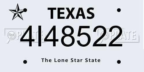 4I48522 Texas License Plate