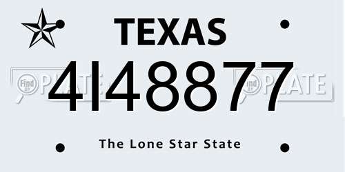 4I48877 Texas License Plate