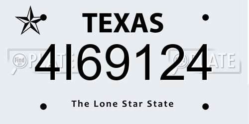 4I69124 Texas License Plate