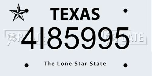 4I85995 Texas License Plate