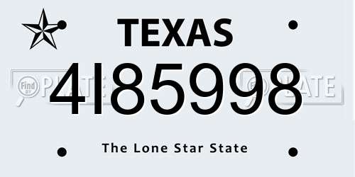 4I85998 Texas License Plate